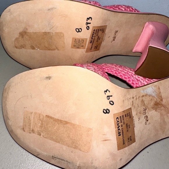 COACH Quintin Pink Cross Strap Crochet Slip On Sandals New - Picture 9 of 9